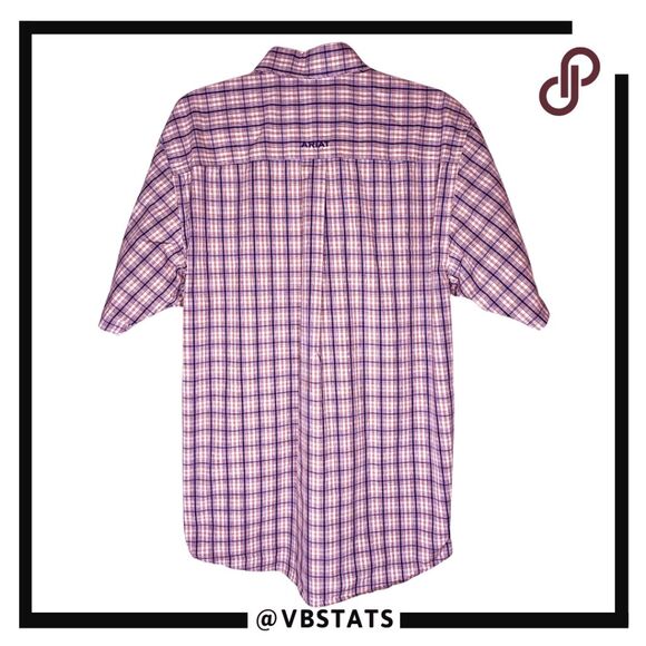 Ariat Men's Pro Series Plaid Short Sleeve Button Up Shirt Orange Blue Sz Medium - Picture 2 of 9